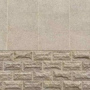 渭南 黄金麻自然面蘑菇石配荔枝面干挂