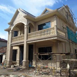 渭南 黄金麻花岗岩石材私人别墅雕花门楼柱阳台栏杆