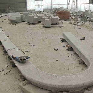 渭南 芝麻白花岗岩弧形花坛石，坐凳石