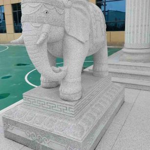 渭南 白麻花岗岩动物异形石雕-大象