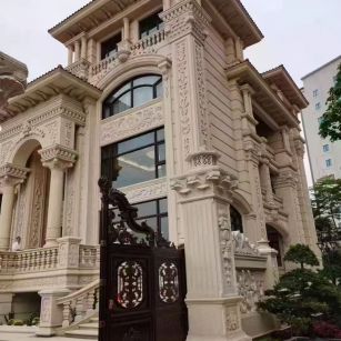 渭南 黄金麻花岗岩别墅外墙干挂效果展示