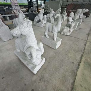 渭南 芝麻白花岗岩造型立体雕刻——十二生肖