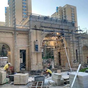 渭南 黄金麻荔枝面花岗岩小区门楼外墙干挂