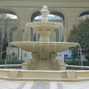 渭南 黄金麻花岗岩异型加工——户外庭院石雕流水喷泉