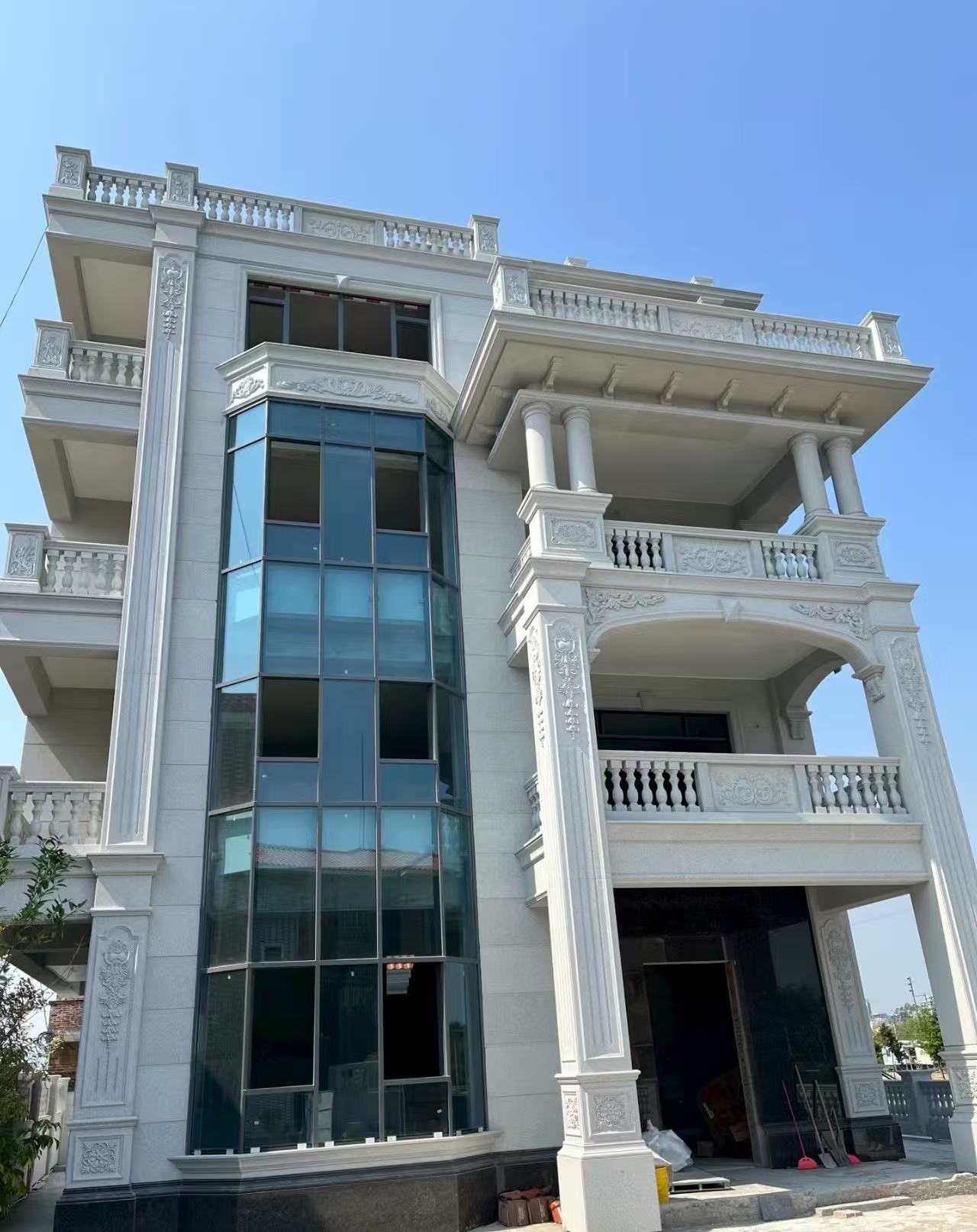 渭南 白麻花岗岩别墅外墙干挂效果展示