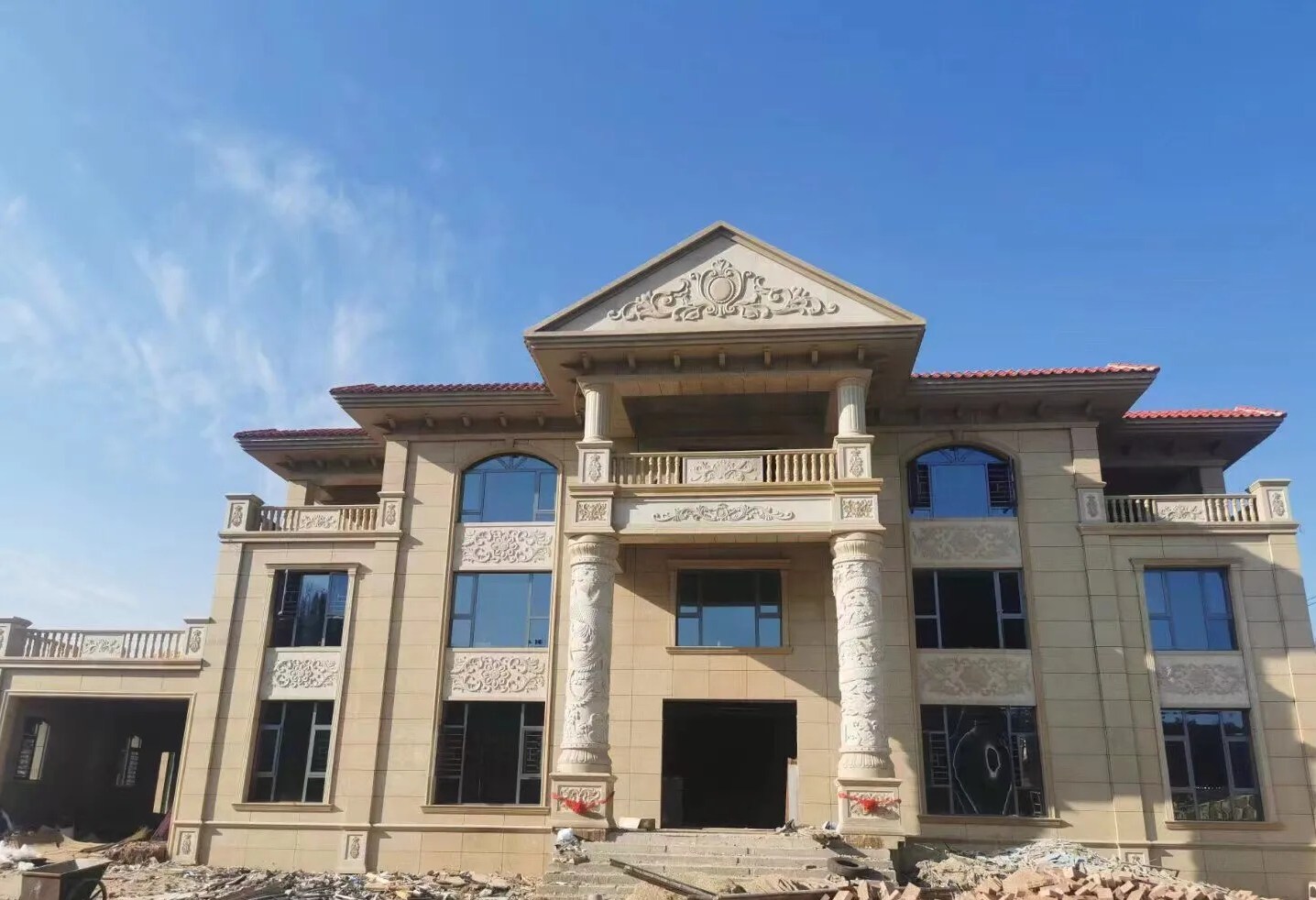 渭南 黄金麻花岗岩别墅外墙干挂